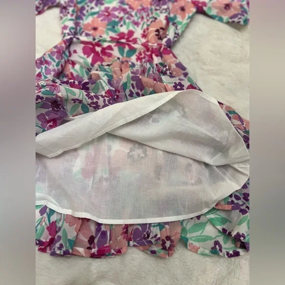 🌸 Fate Floral Puff Sleeve Mini Dress - Tie Waist - 100% Cotton - Spring / Easter - Picture 6 of 7